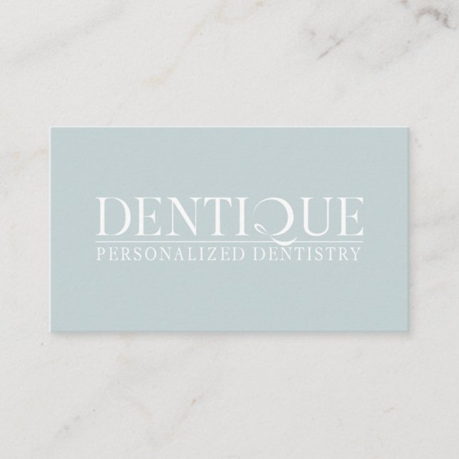 Simple Minimal Dusky Soft Blue Logo Professional Business Card (Front)