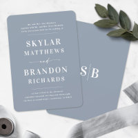 Simple Minimal Dusty Blue Semi Formal Wedding