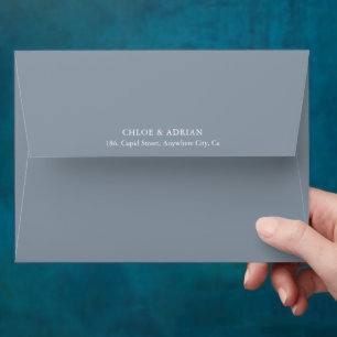 Simple Minimal Dusty Blue Wedding Envelope