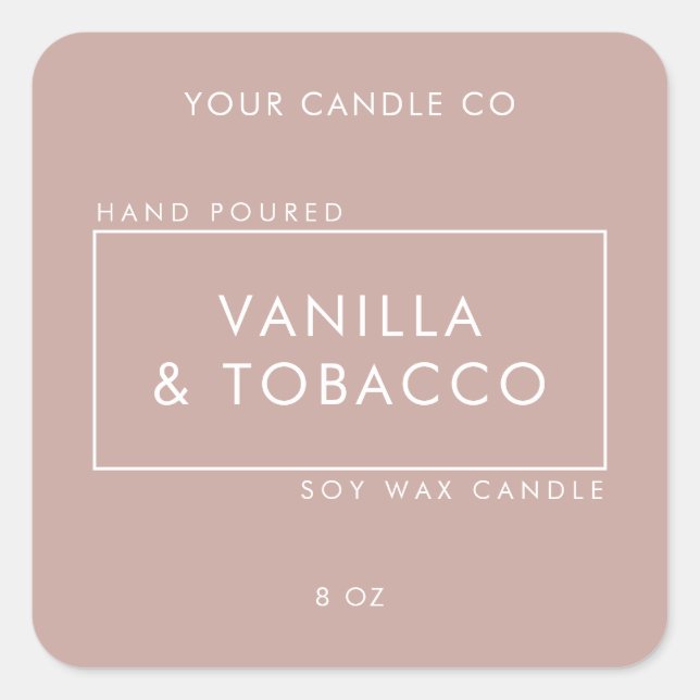 Simple Minimal Dusty Rose Candle Label (Front)