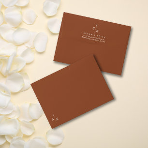 Simple Minimal Elegance Leaf Monogram Wedding 5x7 Envelope