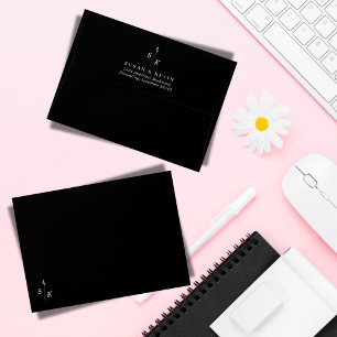 Simple Minimal Elegance Leaf Monogram Wedding 5x7 Envelope