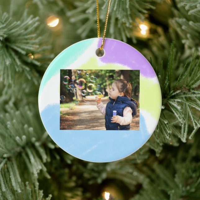 Simple minimal elegant add photo name text custom ceramic tree decoration (Tree)