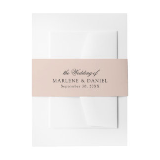 Simple Minimal Elegant Blush Pink Formal Wedding Invitation Belly Band