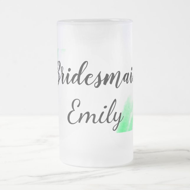 Simple minimal elegant bridesmaid wedding favours  frosted glass beer mug (Center)