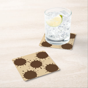 Simple minimal elegant custom circle photo collage square paper coaster