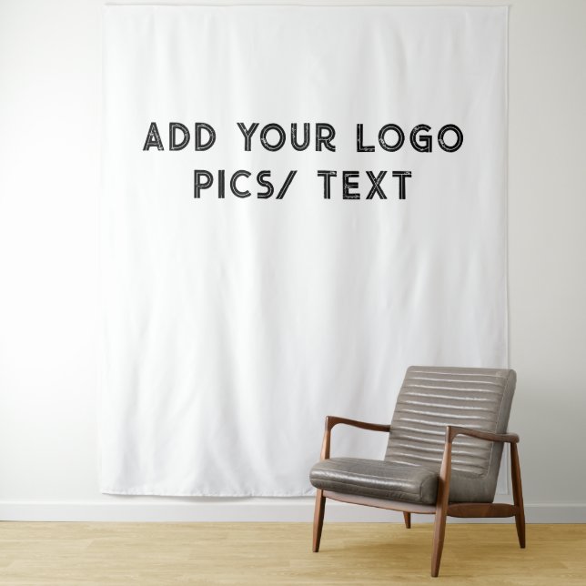 Simple minimal elegant custom company name text tapestry (In Situ)