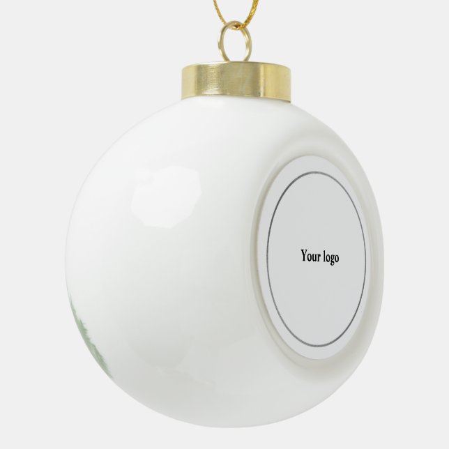 Simple minimal elegant custom logo here company  c ceramic ball christmas ornament (Left)