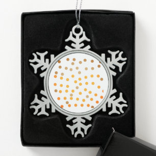 Simple minimal elegant custom logo here company c snowflake pewter christmas ornament