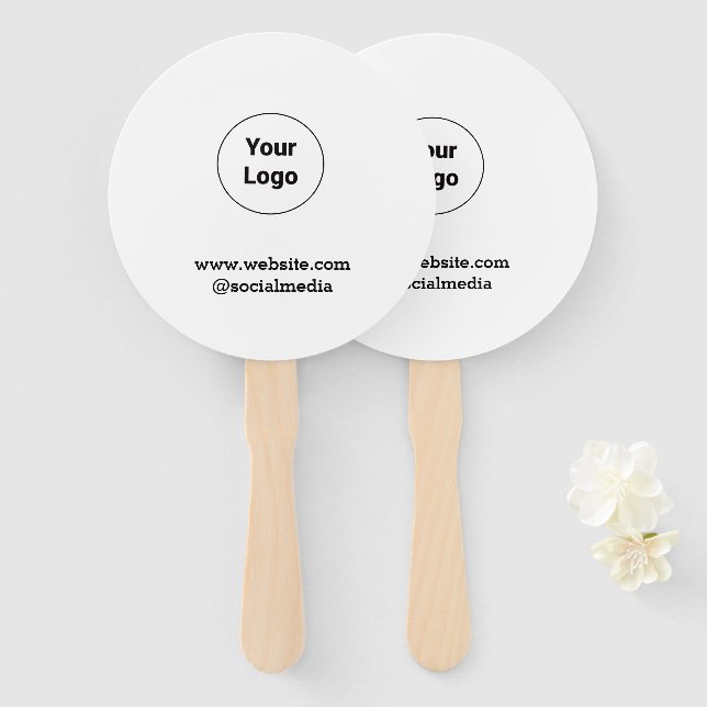 Simple minimal elegant custom logo here company  hand fan (Front and Back)