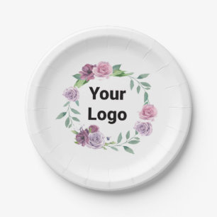 Simple minimal elegant custom logo here company  p paper plate