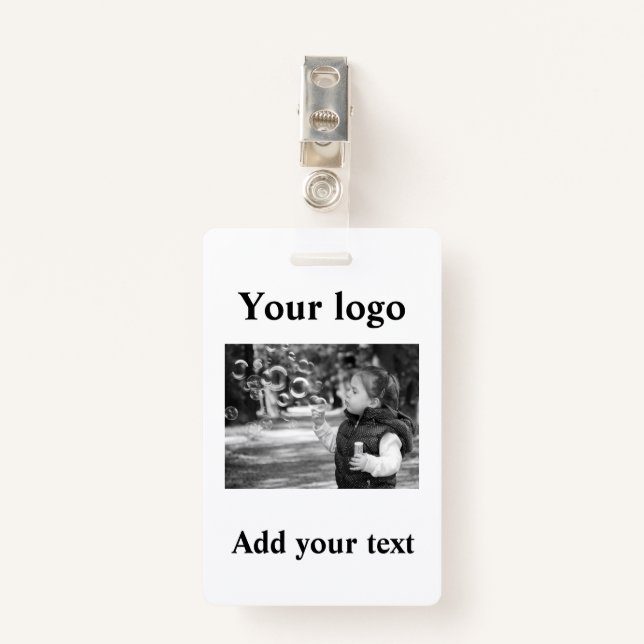 Simple minimal elegant custom logo here company ph ID badge (Front with Clip)