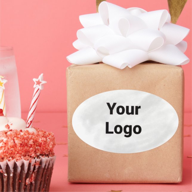 Simple minimal elegant custom logo here company sq oval sticker (Party)