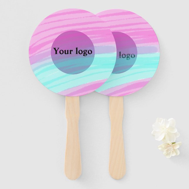 Simple minimal elegant custom logo here company t  hand fan (Front and Back)