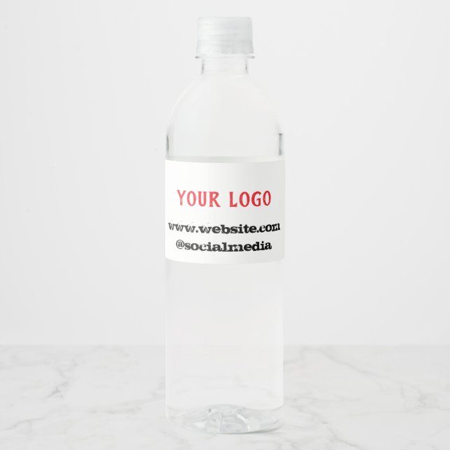 Simple minimal elegant custom logo here company  w water bottle label (Front)