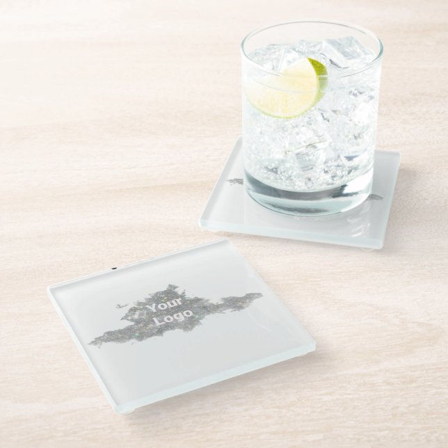 Simple minimal elegant custom logo here company wa glass coaster (Angled)