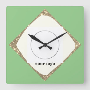 Simple minimal elegant custom logo here company wa square wall clock