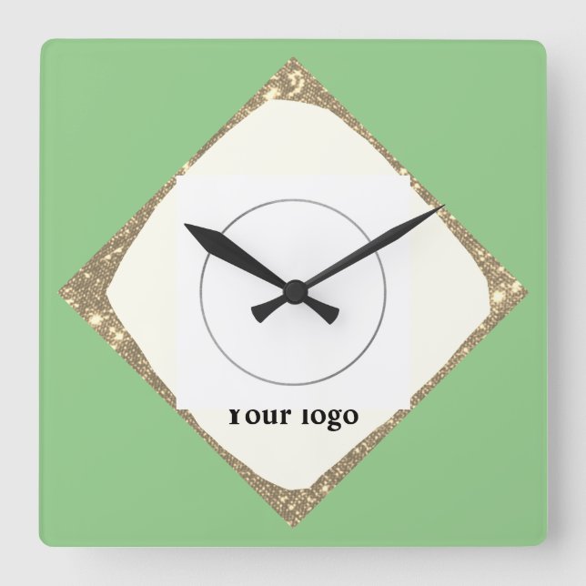 Simple minimal elegant custom logo here company wa square wall clock (Front)