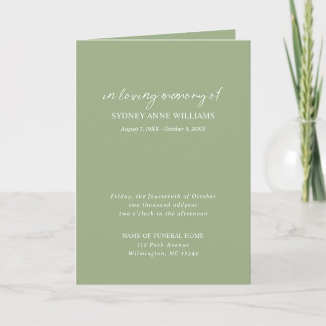 Simple Minimal Elegant Funeral Programme (Front)