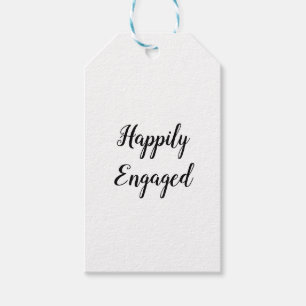 Simple minimal elegant   happily engaged gift tag
