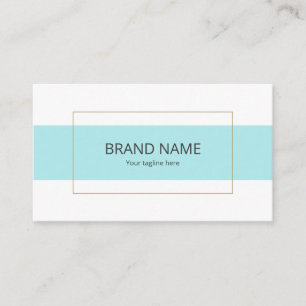 Simple Minimal Elegant Modern Blue Gold Line Frame Business Card
