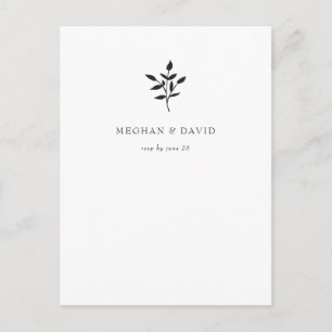 Simple Minimal Elegant Modern Botanical RSVP Invitation Postcard