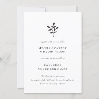 Simple Minimal Elegant Modern Botanical Wedding Invitation