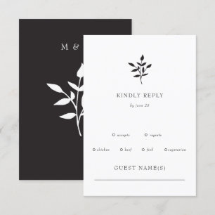 Simple Minimal Elegant Modern Botanical Wedding RSVP Card