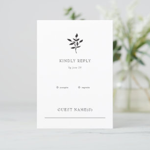 Simple Minimal Elegant Modern Botanical Wedding RSVP Card