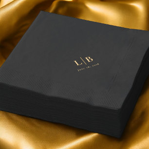 Simple Minimal Elegant Monogram Initials Wedding Foil Napkins