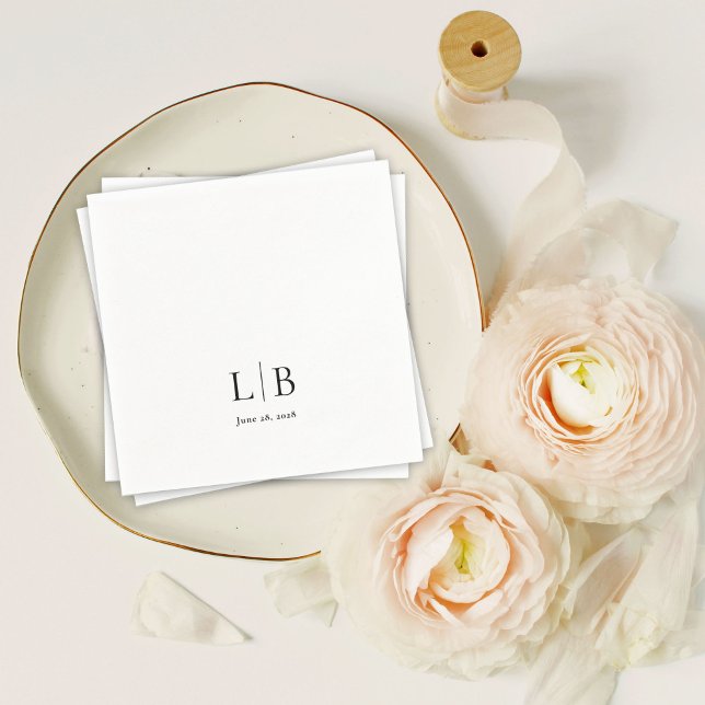 Simple Minimal Elegant Monogram Initials Wedding Napkin (Creator Uploaded)