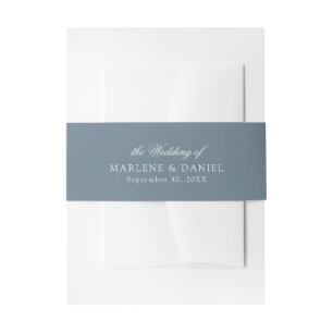 Simple Minimal Elegant Navy Blue Formal Wedding Invitation Belly Band