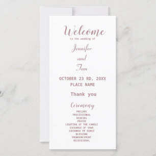 simple minimal elegant rose gold wedding program