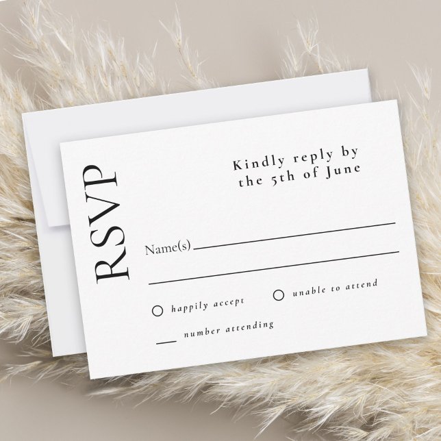 Simple Minimal Elegant White Wedding RSVP Card (Creator Uploaded)