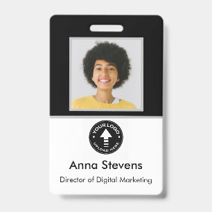 Simple Minimal Employee Badge QR and Barcode ID Badge