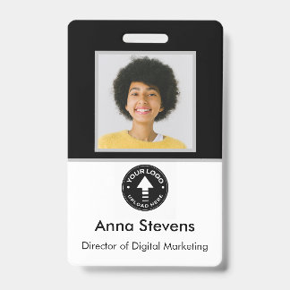 Simple Minimal Employee Badge QR and Barcode ID Badge