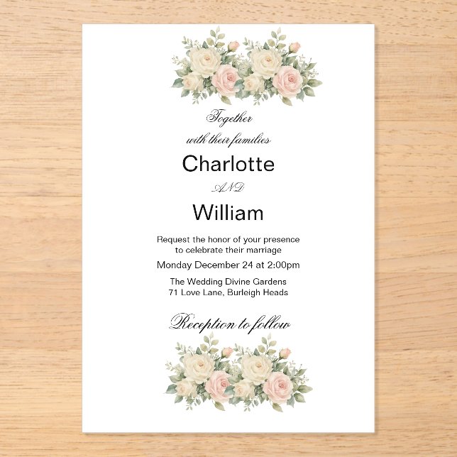 Simple  Minimal eucalyptus floral Wedding Acrylic  Invitations (Front)
