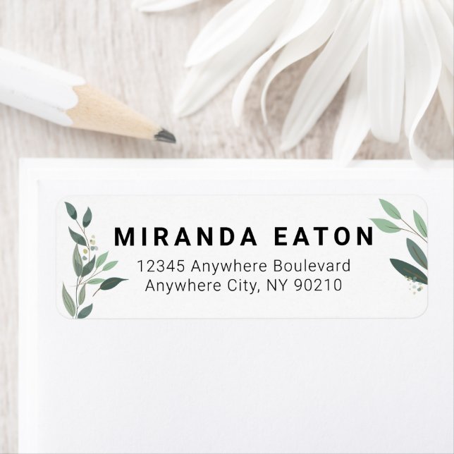 Simple Minimal Eucalyptus Greenery Return Address (Insitu)