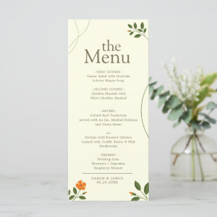 Simple Minimal Eucalyptus Leaves Greenery Dinner  Menu