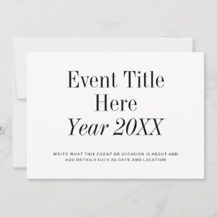 Simple Minimal Event Title  Invitation