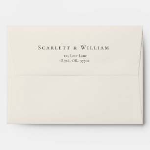 Simple Minimal Fall Leaf Cream Wedding Envelope