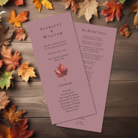 Simple Minimal Fall Leaf Mauve Wedding
