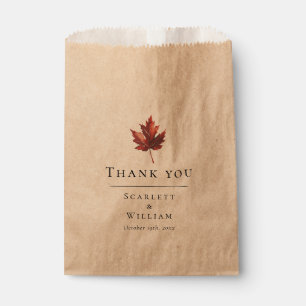 Simple Minimal Fall Leaf Terracotta Wedding Favour Bags