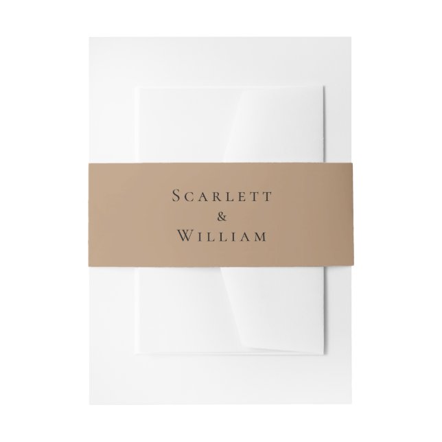 Simple Minimal Fall Leaf Terracotta Wedding Invitation Belly Band (Front Example)