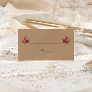 Simple Minimal Fall Leaf Terracotta Wedding Place Card