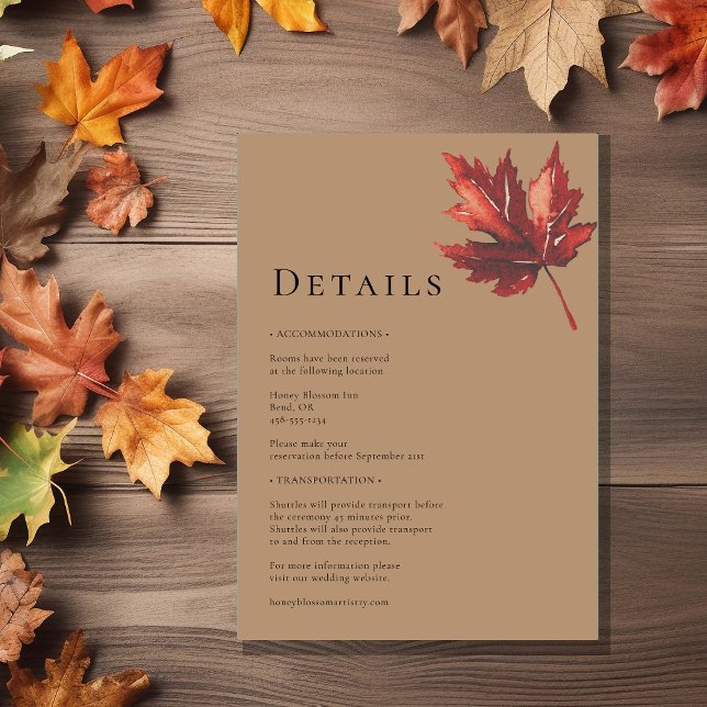Simple Minimal Fall Terracotta Wedding Details Enclosure Card (Creator Uploaded)