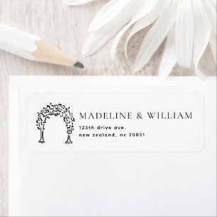 Simple Minimal Floral Arch Wedding Return Address