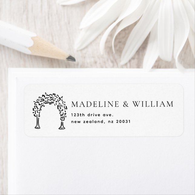Simple Minimal Floral Arch Wedding Return Address (Insitu)