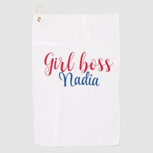 simple minimal girl boss add name text image busin golf towel