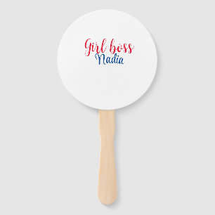 simple minimal girl boss add name text image busin hand fan